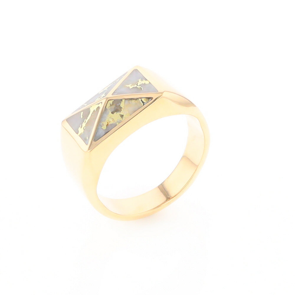 Four Section Gold Quartz Inlaid Men's Ring G2