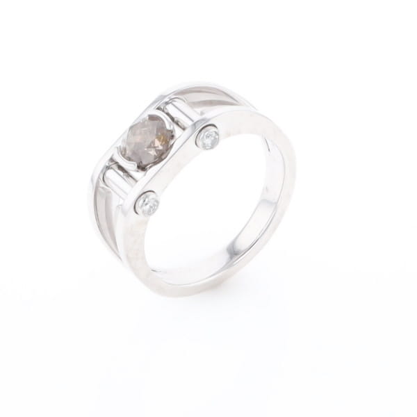 Men's Contemporary White Gold Industrial Brown Diamond Ring