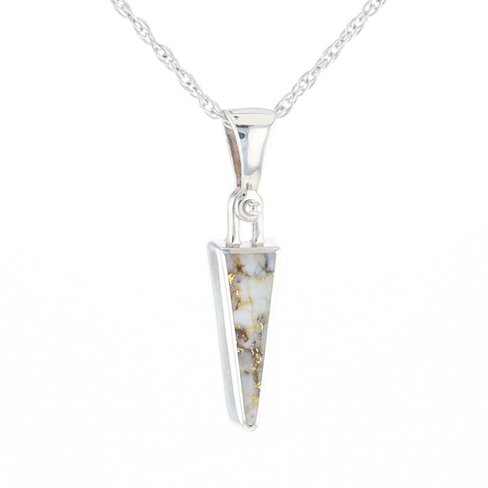 Gold Quartz Upside Down Triangle Pendant