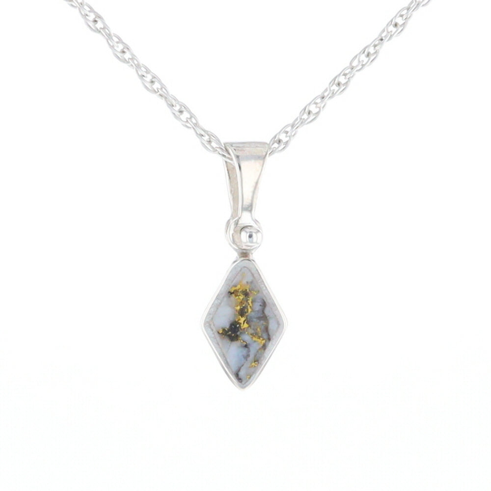 Sterling Silver Gold Quartz Inlaid Diamond Pendant - G3