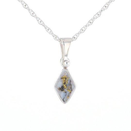 Sterling Silver Gold Quartz Inlaid Diamond Pendant - G3