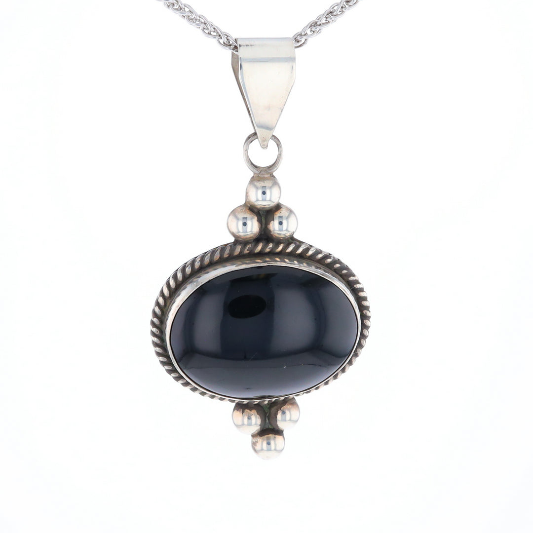 Bezel Set Onyx Beaded Pendant