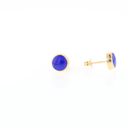 Lapis 6mm Round Inlaid Earrings