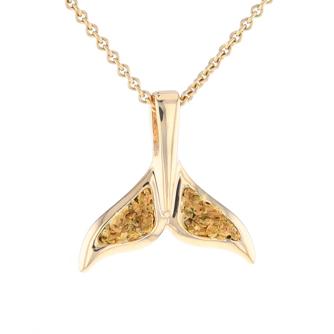 Whale Tail Natural Nuggets Double Inlaid Sea Life Pendant
