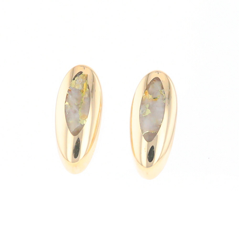 Oval Gold Quartz Inlaid Earrings - G2