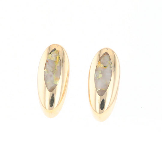 Oval Gold Quartz Inlaid Earrings - G2