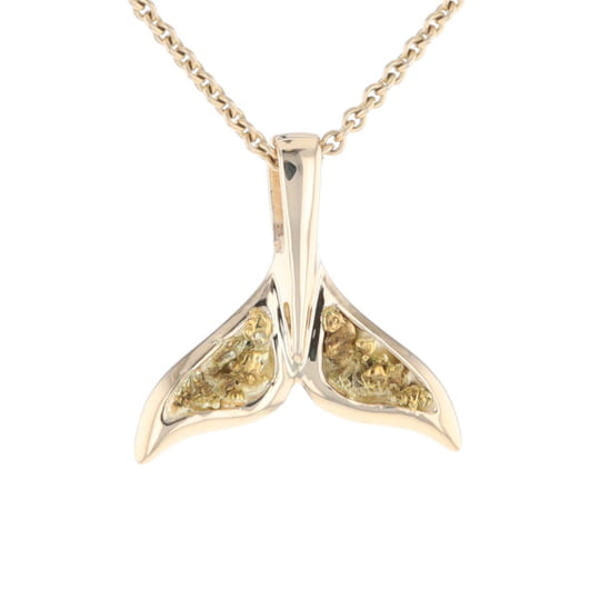 Whale Tail Natural Nuggets Double Inlaid Sea Life Pendant