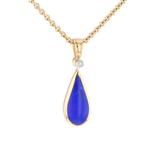 Lapis Tear Drop Inlaid .02Ct Diamond Pendant