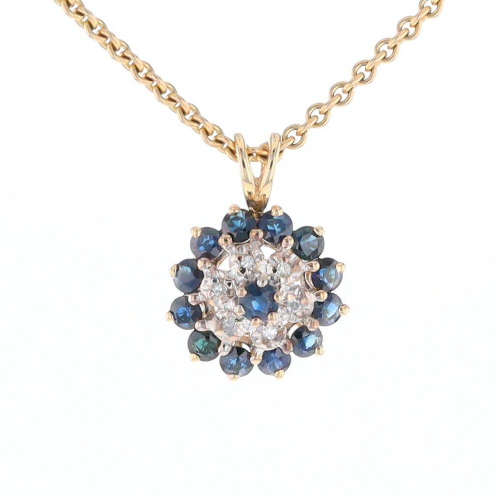 Round Diamond & Sapphire Cluster Pendant