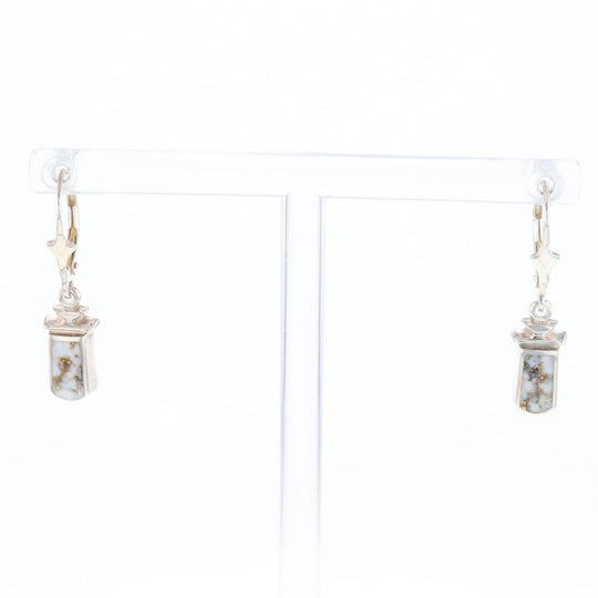 Sterling Silver Gold Quartz Inlaid Earrings - G3