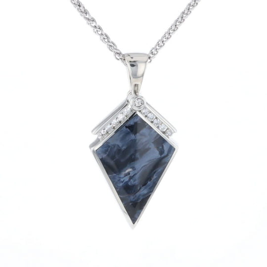 Pietersite Kite Shaped Inlaid Pendant with 0.19ctw Diamonds