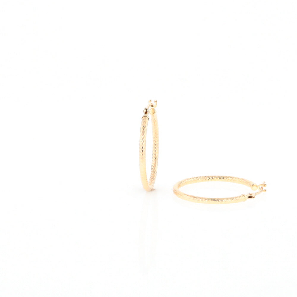 Gold Ribbed Hoop Earrings