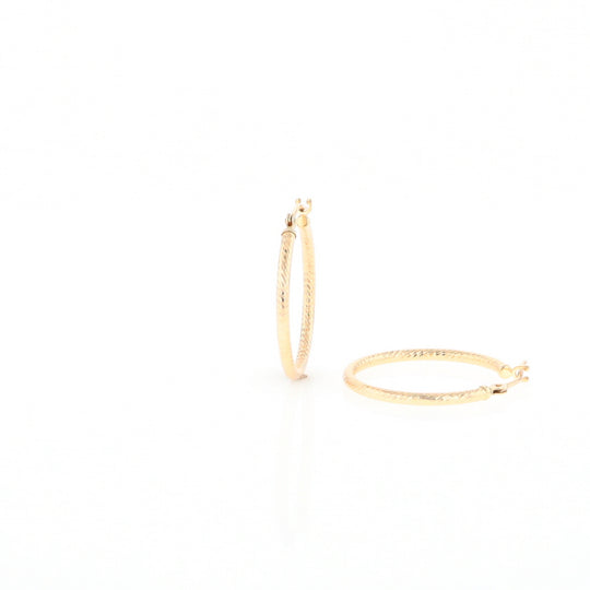 Gold Ribbed Hoop Earrings