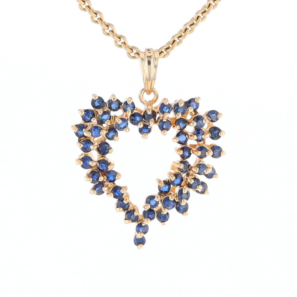 Bursting Sapphire Open Heart Pendant