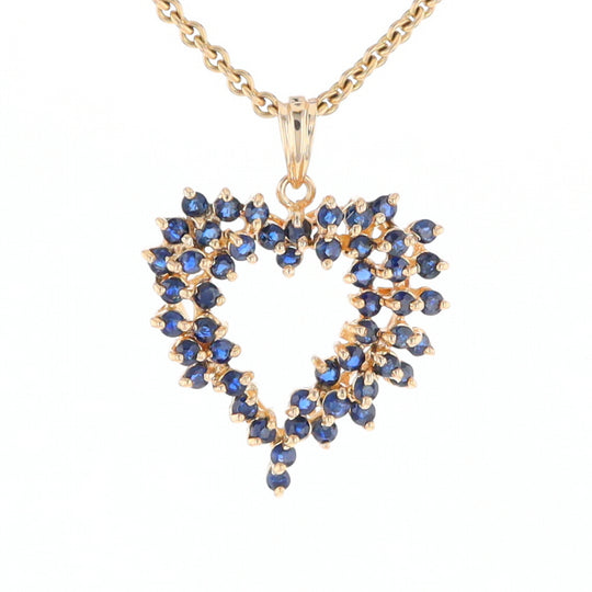 Bursting Sapphire Open Heart Pendant