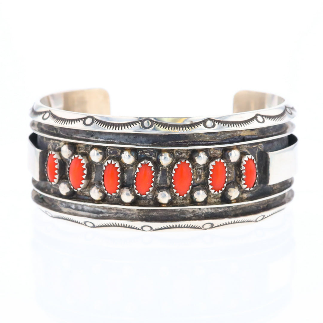 Jackie Singer Navajo Coral Cuff Bracelet