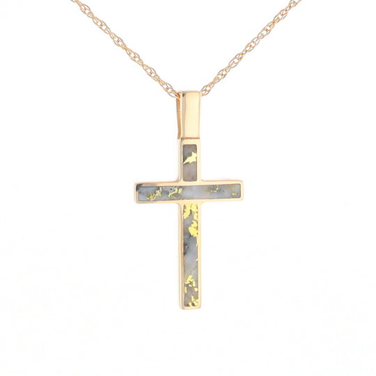 Three Section Gold Quartz Cross - G2