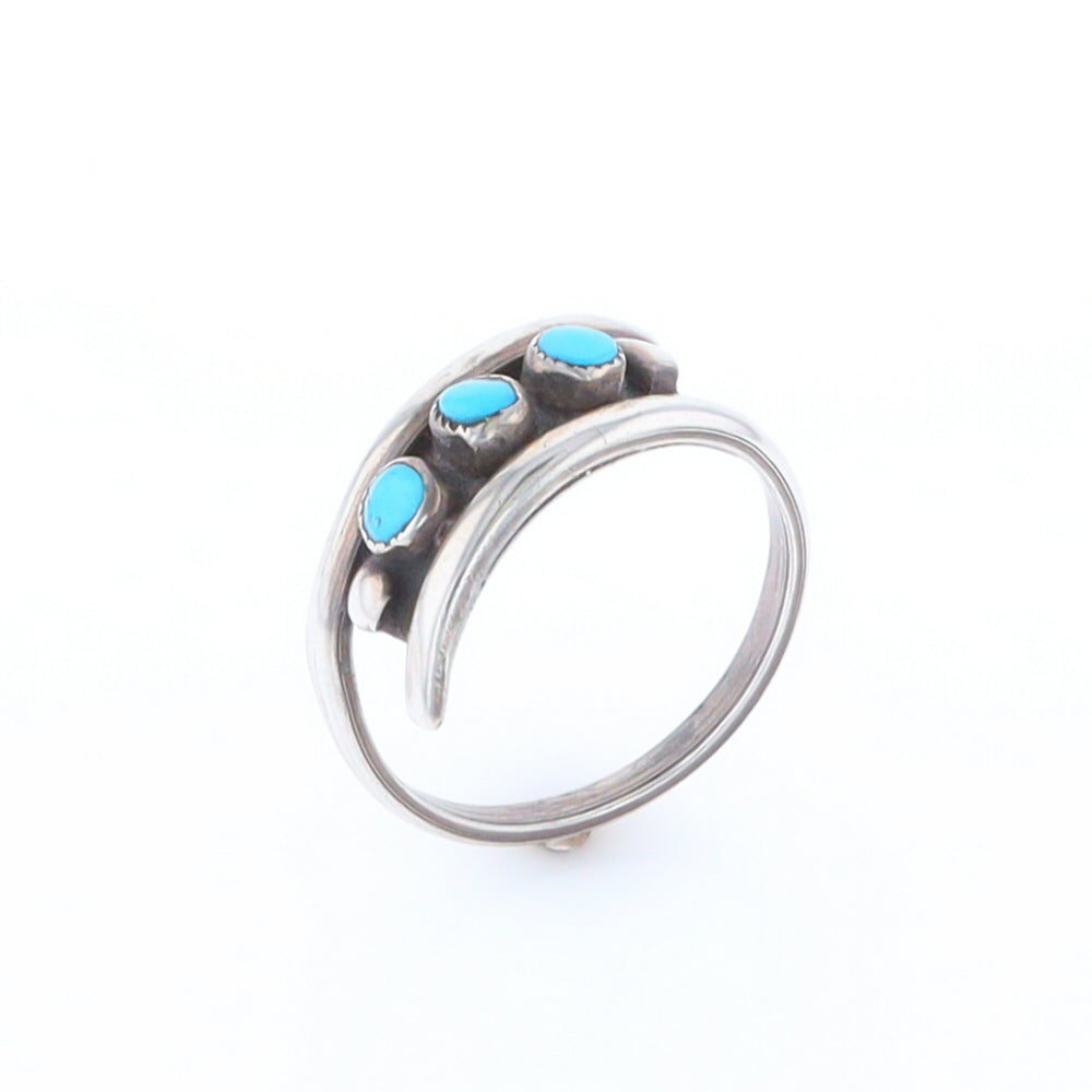 Round Turquoise Row Bypass Ring