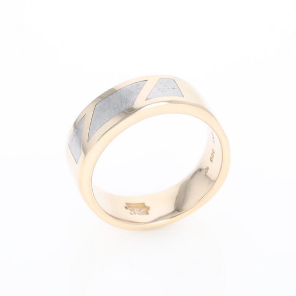Meteorite Ring, 3 Section Inlaid Design