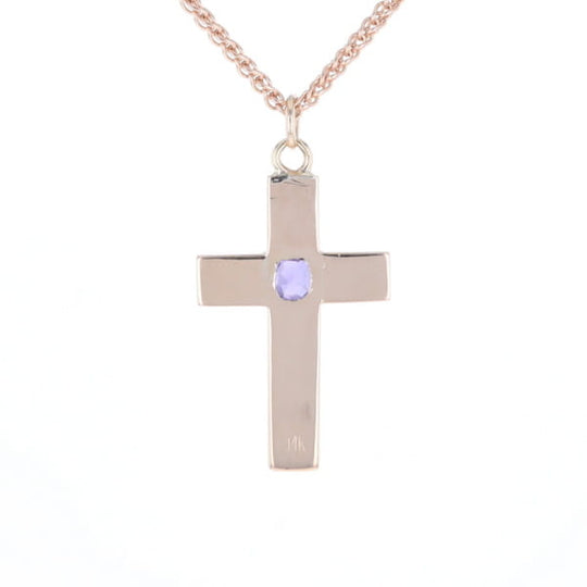 Cross Pendant with Purple Sapphire