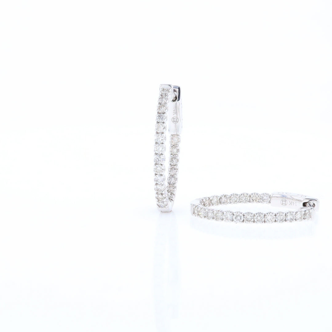 Oval Diamond Hoops Earrings