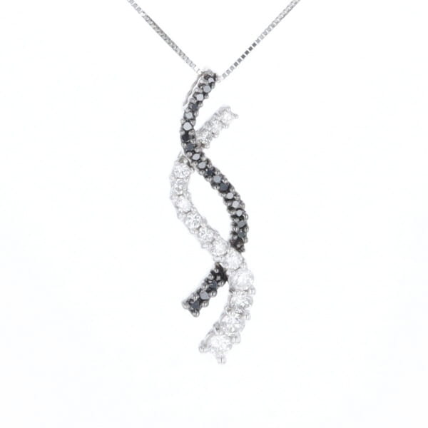 Ribbon Necklace With Black and White Diamonds