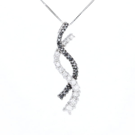 Ribbon Necklace With Black and White Diamonds