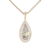 Gold Quartz Pendant Tear Drop Inlaid .42ctw Diamond Halo Design