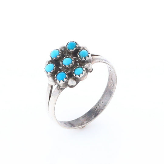 Round Turquoise Cluster Ring