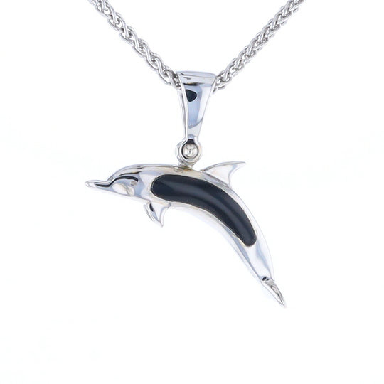 Onyx Inlaid Dolphin Pendant