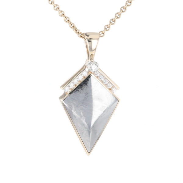 Meteorite Kite Shape Inlaid Pendant with 0.19ctw Diamonds