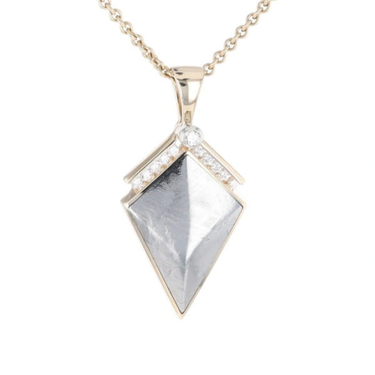 Meteorite Kite Shape Inlaid Pendant with 0.19ctw Diamonds