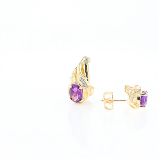 Amethyst and Diamond Pear Shaped Earrings