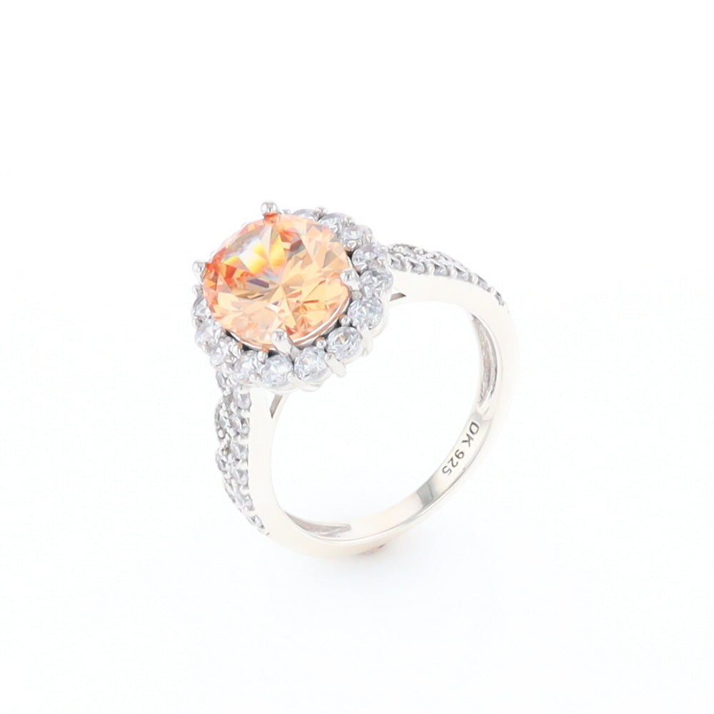 Peach Imitation Topaz Halo Ring