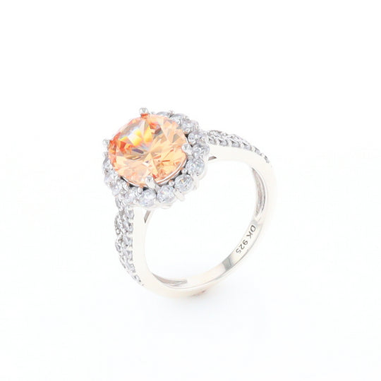 Peach Imitation Topaz Halo Ring