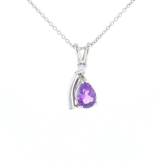 Amethyst Pear Ribbon Necklace