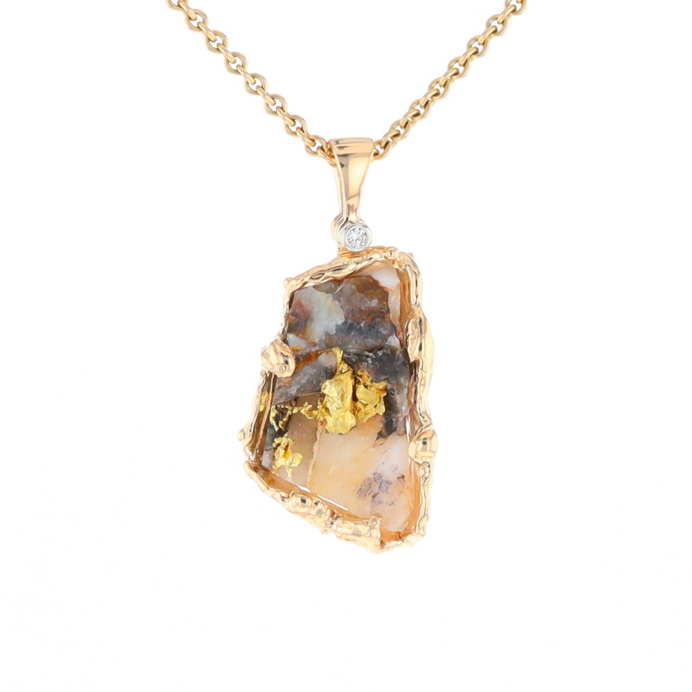 Gold Quartz Freeform Pendant - G3