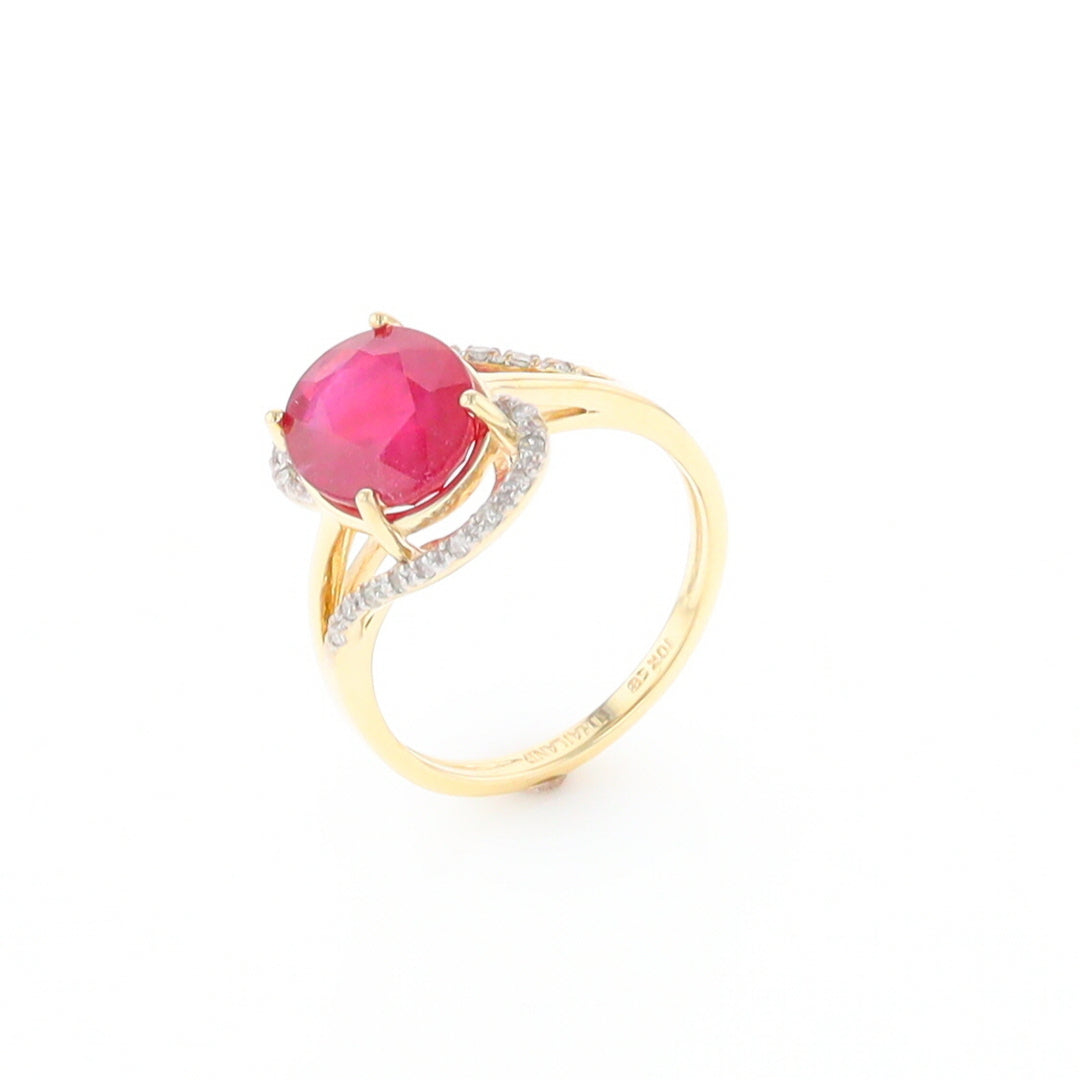 Ruby Bypass Ring with Diamond Accents