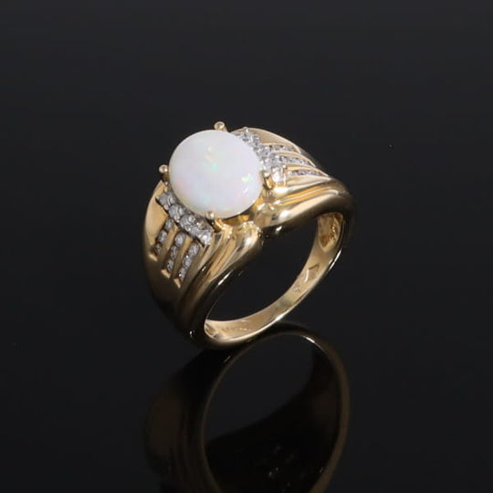 Opal Diamond Channels Ring