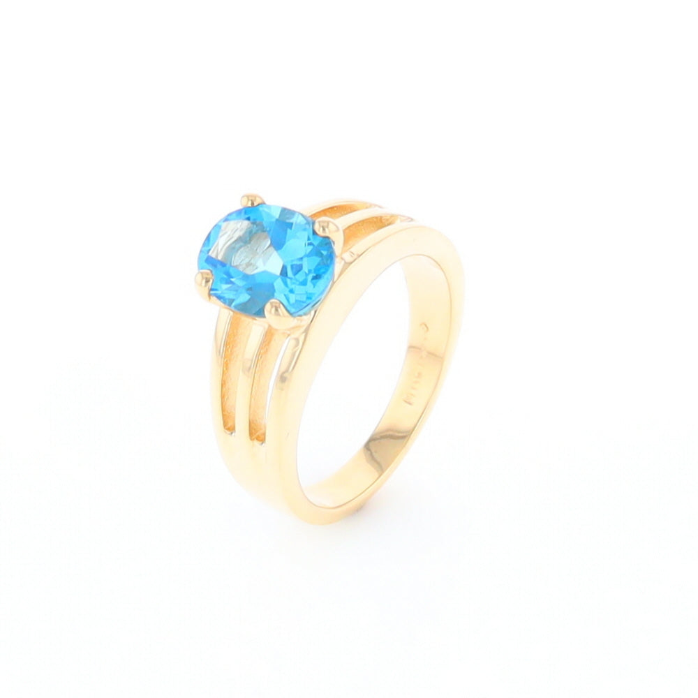 Split Shank Oval Blue Topaz Ring