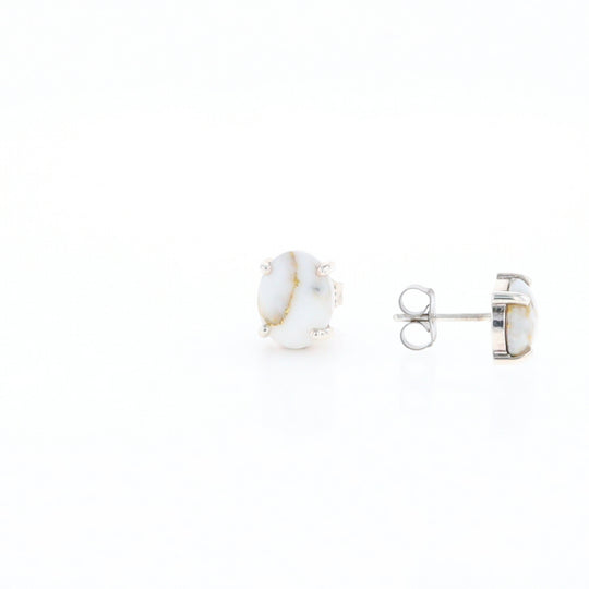 Gold Quartz Cabochon Stud Earrings