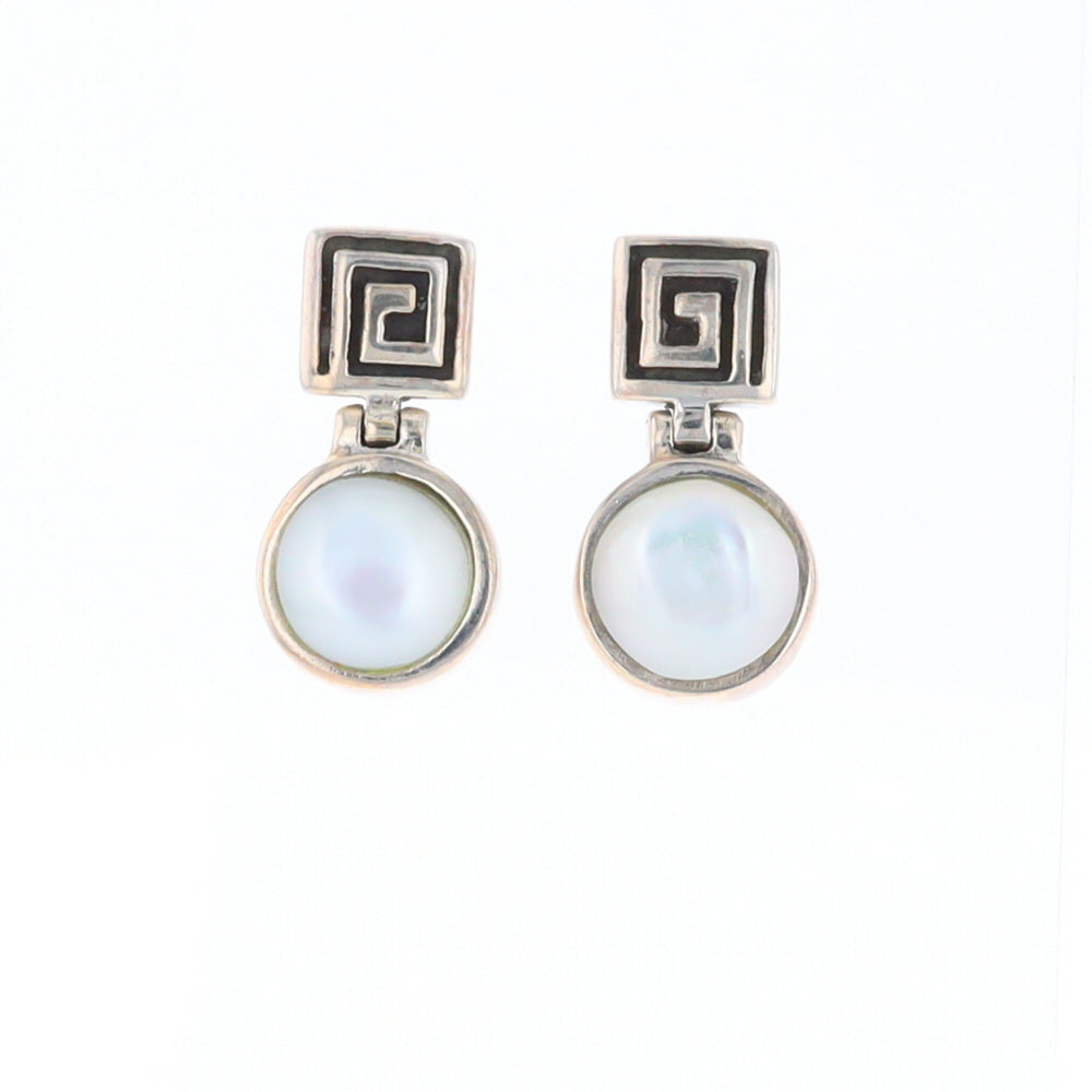 Square Swirl Mother of Pearl Stud Earrings