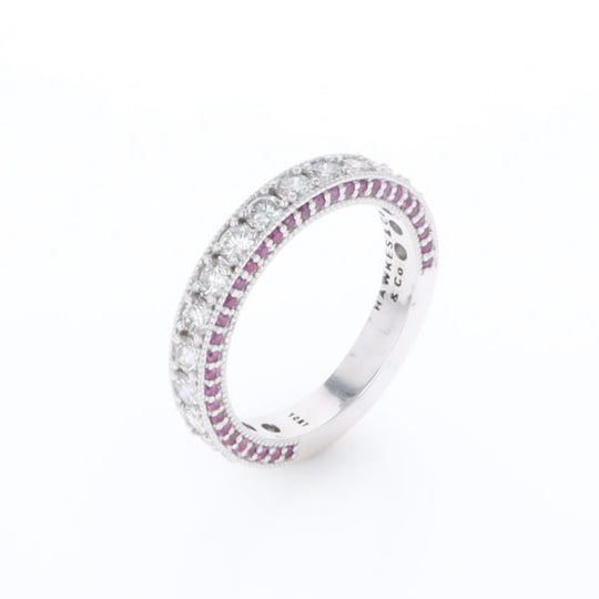 Diamond and Pink Sapphire Wedding Band
