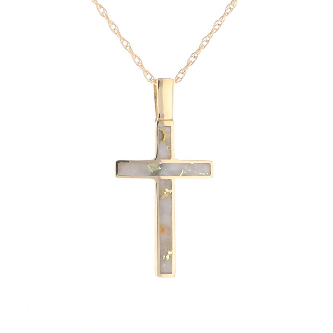 Three Section Gold Quartz Cross - G2