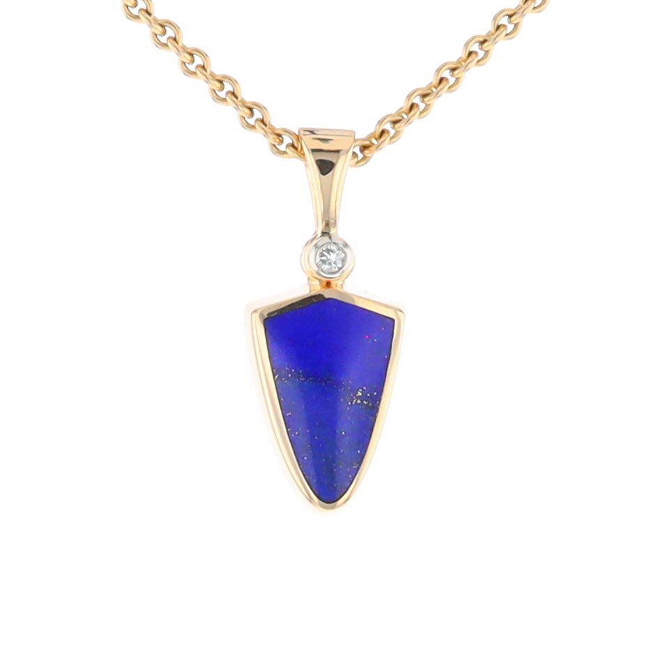 Lapis Shield Shaped Inlaid Pendant