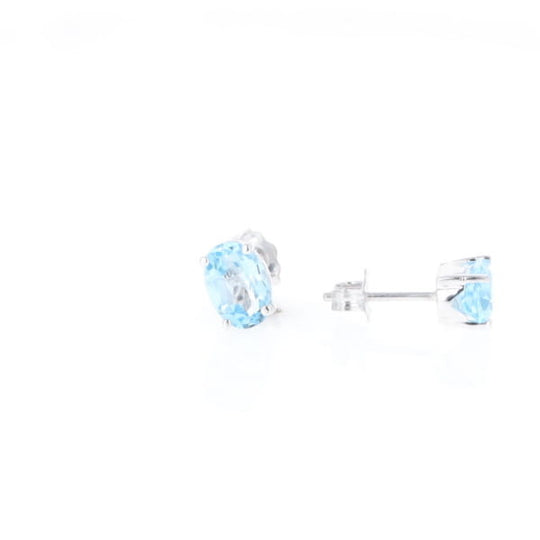 Oval Blue Topaz Stud Earrings