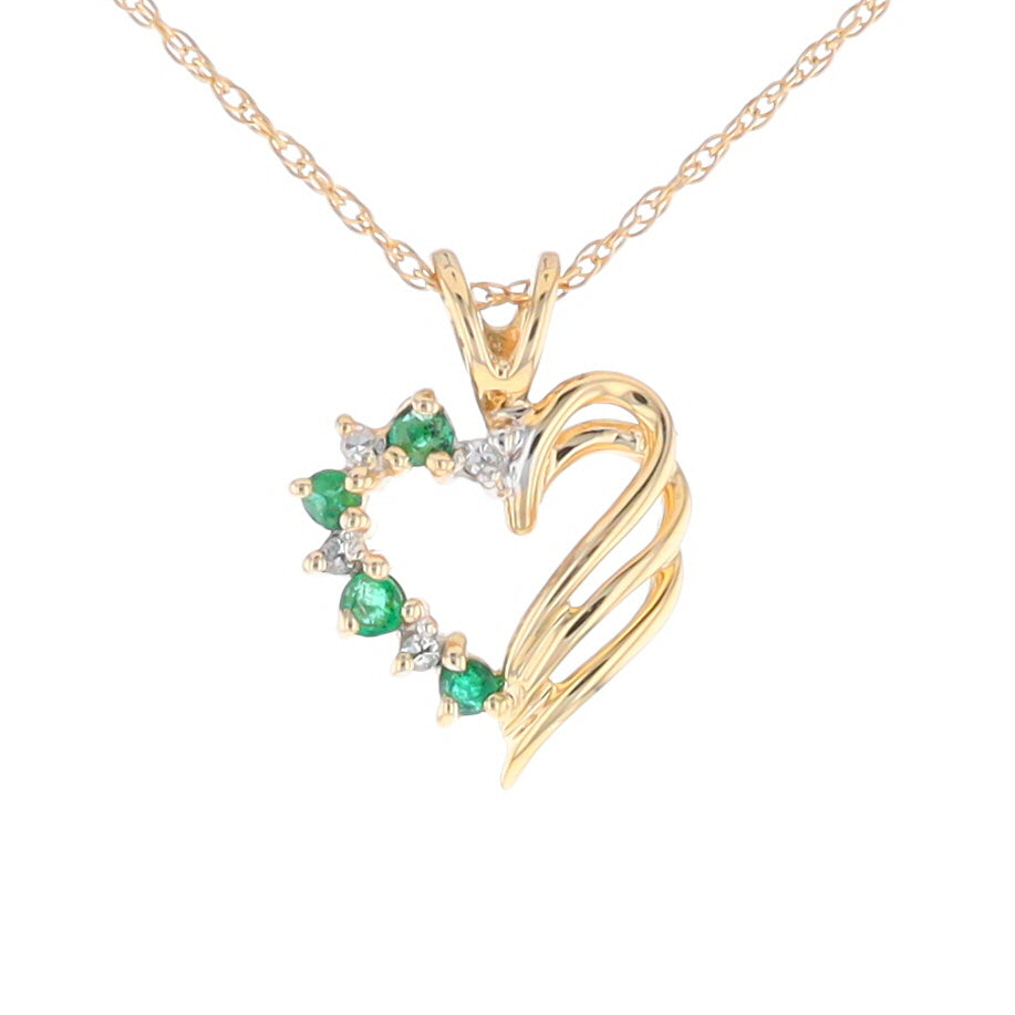 Open Heart Emerald and Diamond Pendant