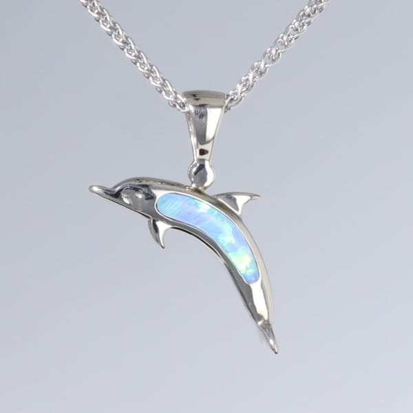 Opal Pendant Inlaid Sea Life Dolphin