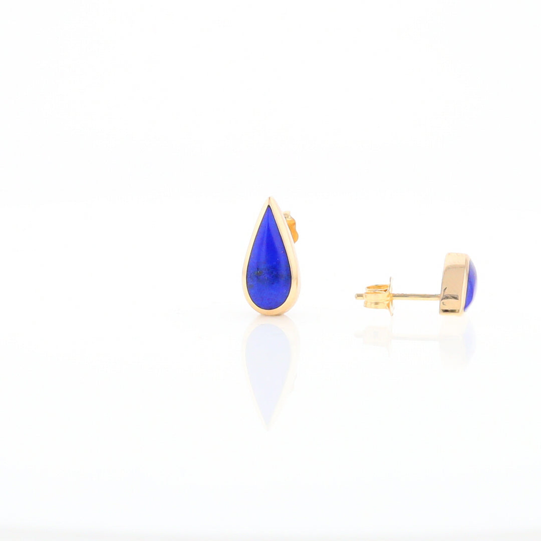 Lapis Tear Drop Inlaid Earrings