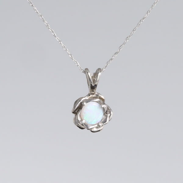 White Opal Flower Pendant